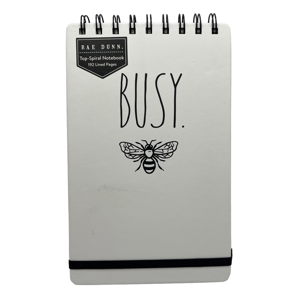 NEW Rae Dunn Busy Bee Top Spiral Hardcover Notebook 192 Lined Pages with Elastic